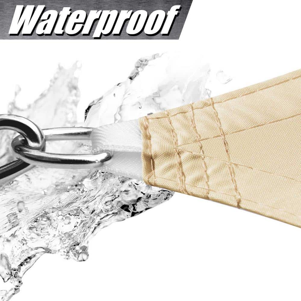 Beige 12 ft. Triangle Waterproof Sun Shade Sail with Installation Kit