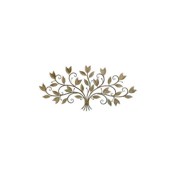 THREE HANDS Scroll With Leaves Wall Decor in Brown Metal - 0.25" H