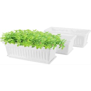 Rectangle Planters for Indoor Plants 3-Pack Long Outdoor Plastic Flower Boxes Vegetable Growing Pots 16.9 in. x 7.48 in.