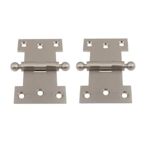 2-1/2 in. x 4 in. Solid Brass Satin Nickel Parliament Hinge with Ball Finials (1-Pair)