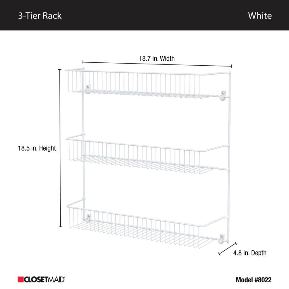 White 3-Tier Wall Mounted Wire Storage Rack