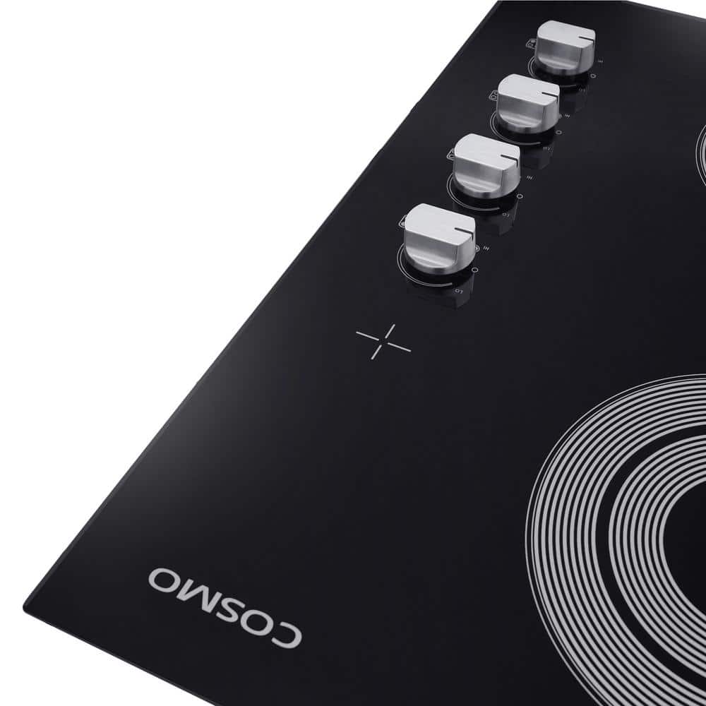 24 Inch Black Ceramic Glass Electric Cooktop with 4 Burners
