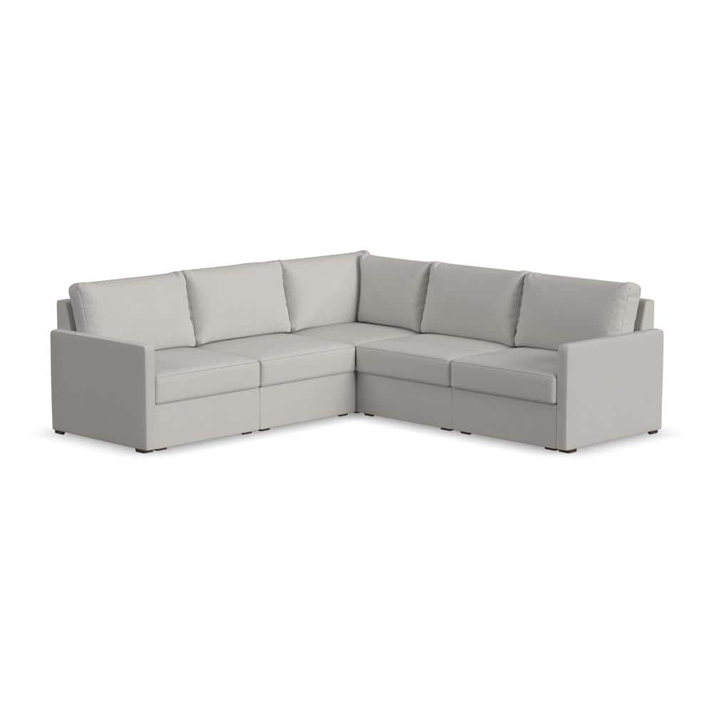 Taupe Fabric Five-Piece Modular Sectional Sofa