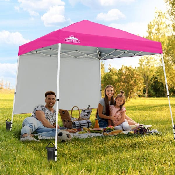 EAGLE PEAK 10 ft. x 10 ft. Outdoor Pop Up Slant Leg Canopy Tent with Wall Panel