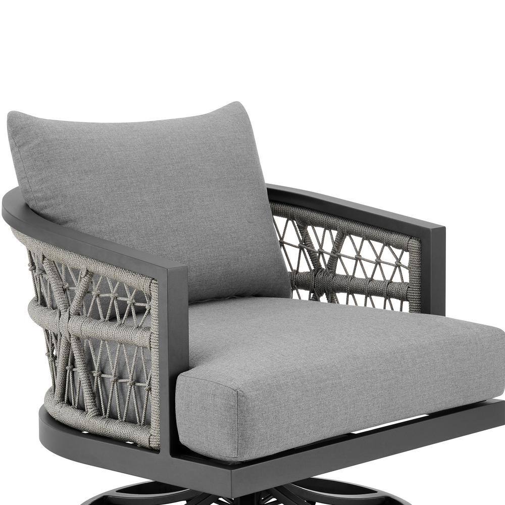 Zella 33" Light Gray Aluminum Swivel Patio Armchair with Cushions