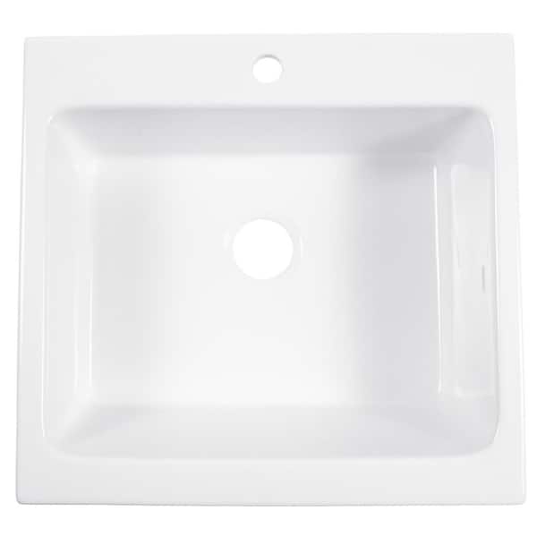 Parker 26 in. 1-Hole Quick-Fit Farmhouse/Apron-Front Drop-In Single Bowl Crisp White Fireclay Kitchen Sink