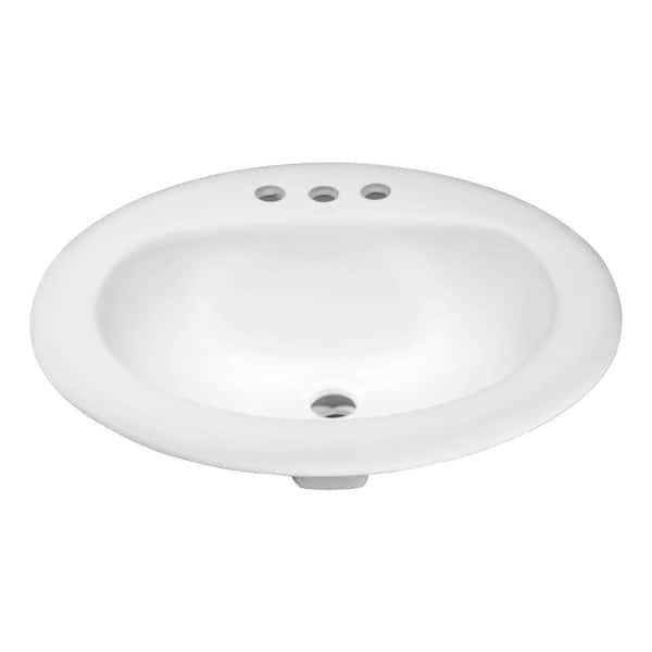 ANZZI Cadenza Series 7.5 in. Ceramic Drop in Bathroom Sink Basin in White