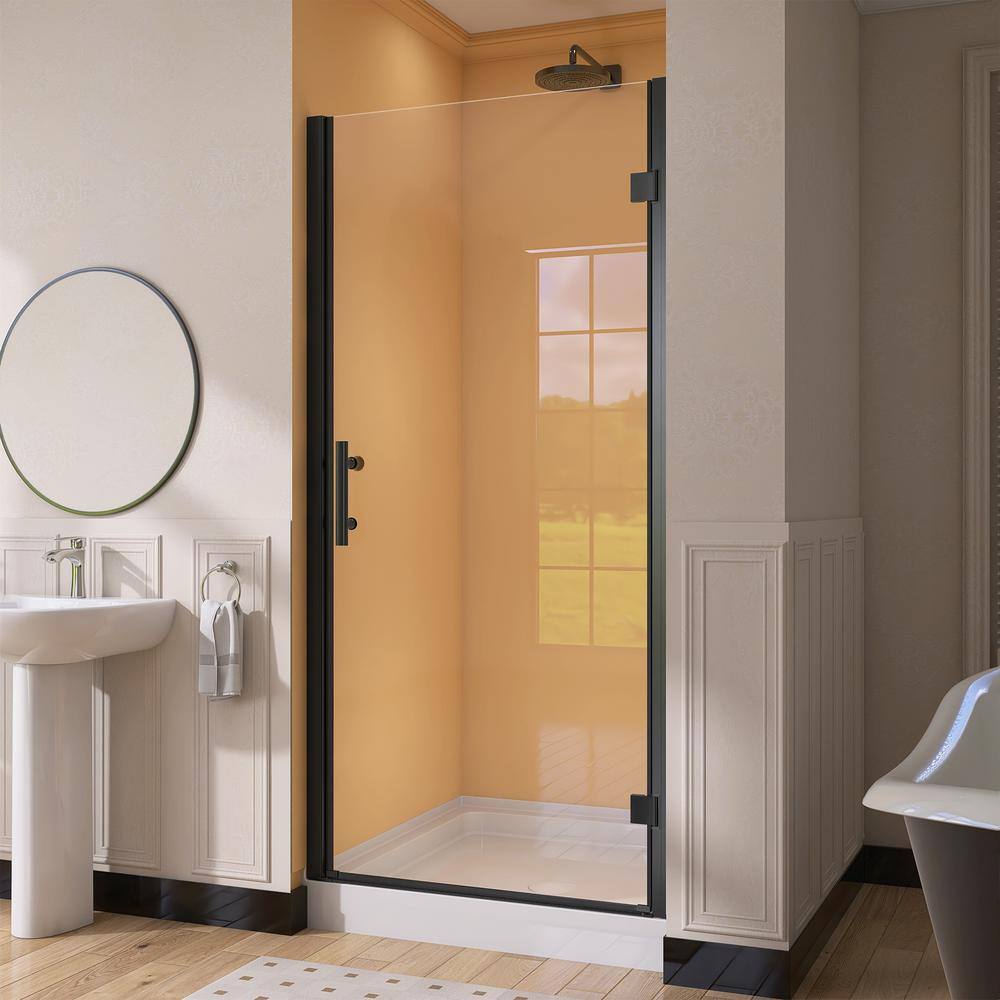Matte Black Frameless Pivot Shower Door with Clear Glass