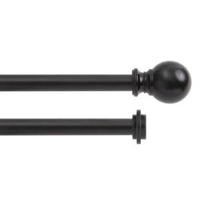 Ball 36 in. - 66 in. Double Curtain Rod in Matte Black with Finial