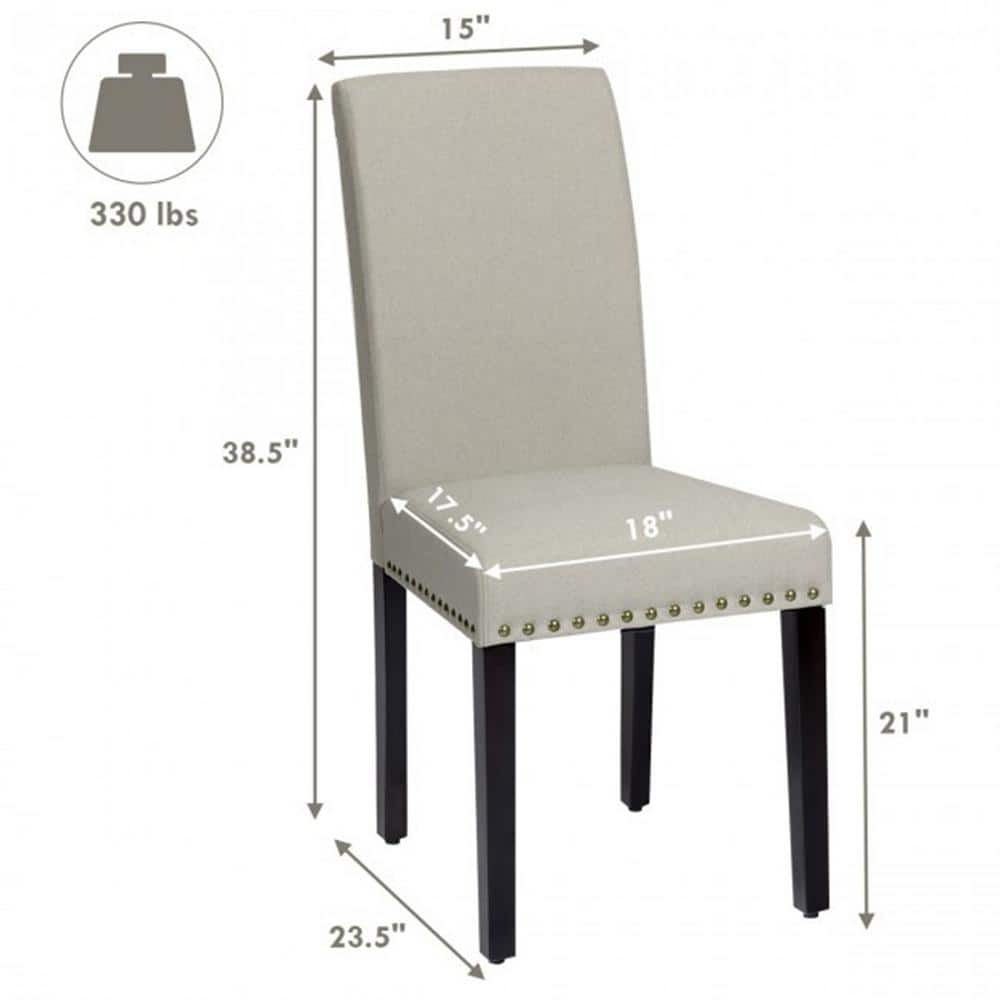 Light Sage Linen Upholstered Parsons Side Chair Set with Wood Legs