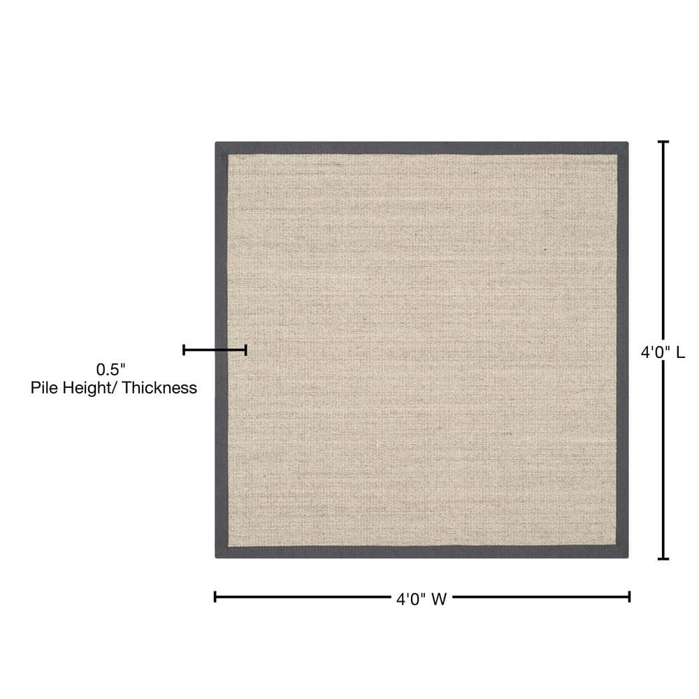 Handmade Gray Square Non-slip Sisal Rug