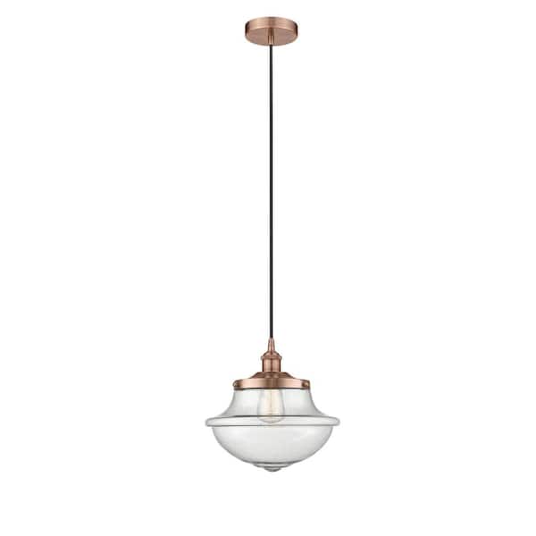 Oxford 100-Watt 1-Light Antique Copper Standard Mini Pendant Light with Seeded Glass Shade, No Bulbs Included