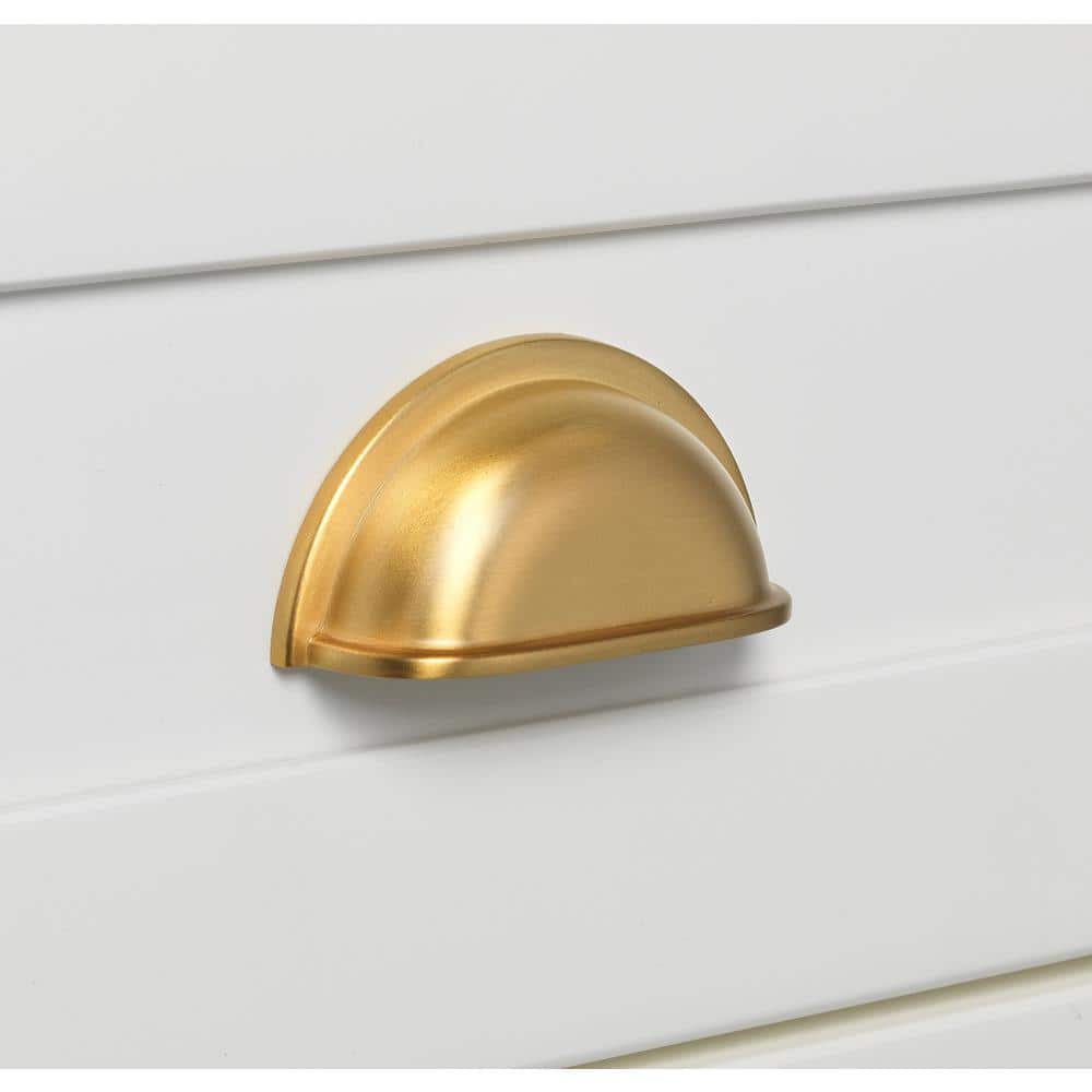 Satin Gold Brushed Traditional Cup Pull with Mounting Hardware