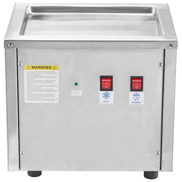 Fried Ice Cream Roll Machine, 11 x 9.5 in. Pan, Stainless Steel Rolled Ice Cream Maker with Compressor and 2 Scrapers