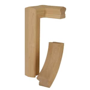 Stair Parts 7586 Unfinished Red Oak Right-Hand 2-Rise Gooseneck with Cap Handrail Fitting