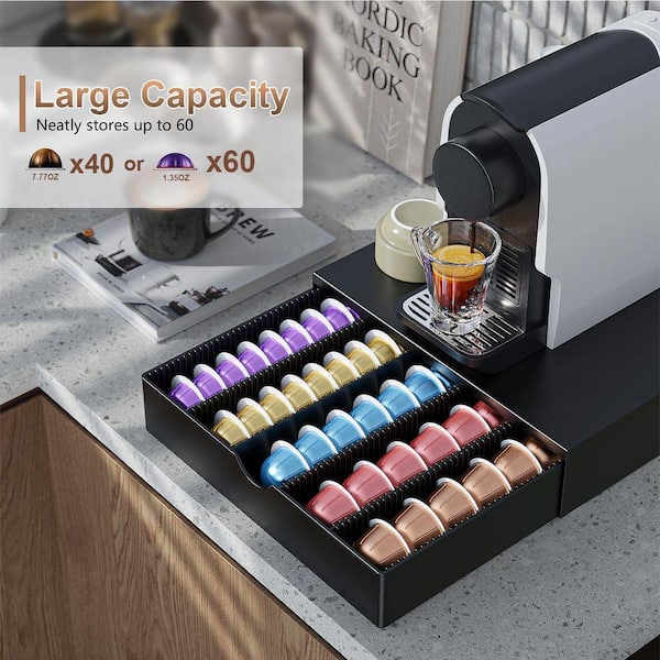Lynzavix Black Coffee Pod Drawer Organizer with Large-Capacity