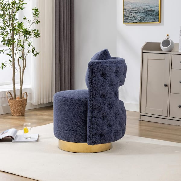 Black Swivel Arm Chairs Accent Chair Modern Curved Tufted Back