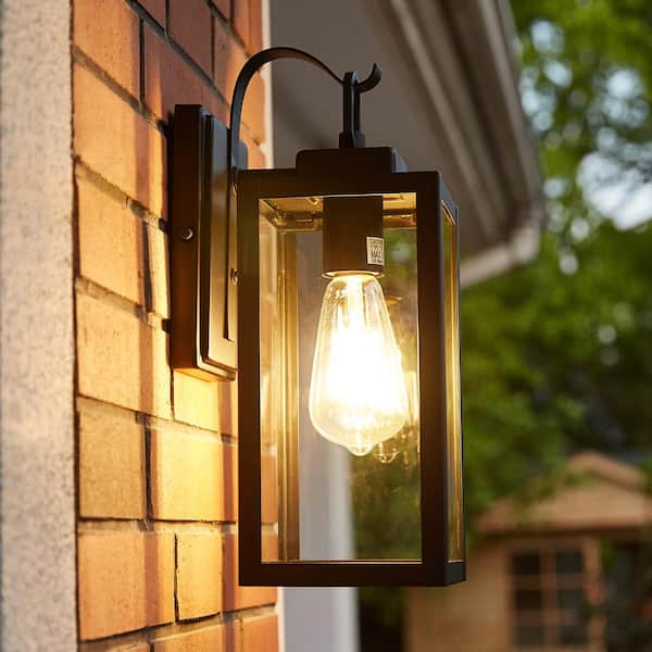 Easylite 30 in. Black Outdoor Hardwire Wall Lantern Sconce with Integrated  LED 46190-HBT - The Home Depot