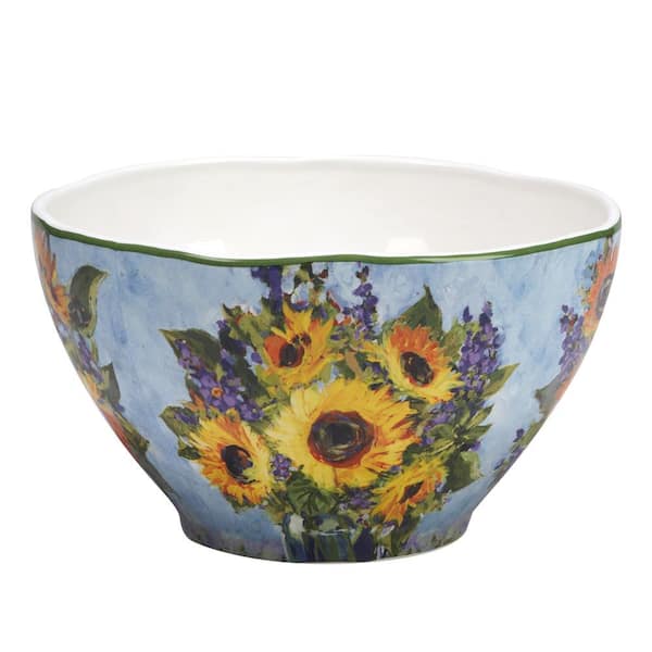 Certified International Sunflower Bouquet 78.60 fl.oz Assorted Colors Earthenware Serving Bowl