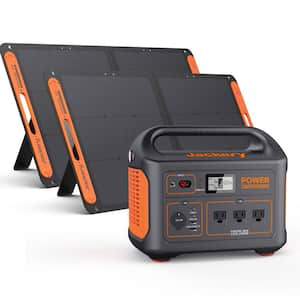 1000W Output/2000W Peak Portable Power Station Explorer 880-Push Start Solar Generator w/ 2-Solar Panels for Outdoors