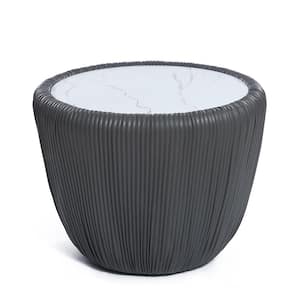 15.8 in. H Gray Round Side Table