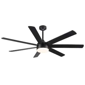 Coastal 72 in. Smart Indoor Matte Black Large Ceiling Fan with Light and Reversible Dual-Finish Blades