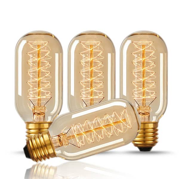 40-Watt T45 E26 Edison Dimmable Incandescent Light Bulb Warm White 2700K (4-Pack)