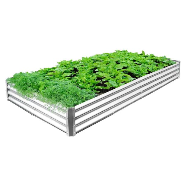 Raised Planter Box Galvanized Steel Garden Bed-8 ft. x 4 ft. x 1 ft. Outdoor Rectangle Metal Frame Vegetables/Flowers