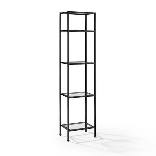 73 in. Oil Rubbed Bronze/Clear Metal 4-shelf Etagere Bookcase with Open Back