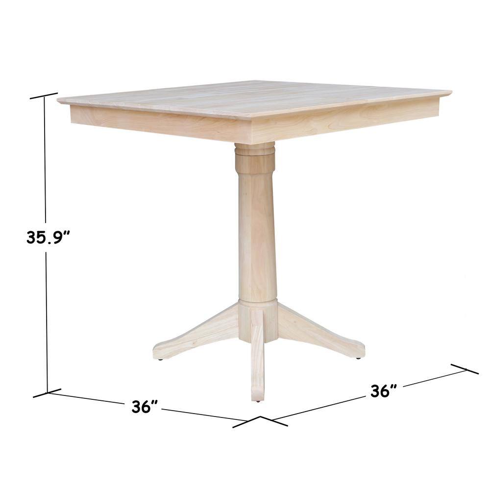 Natural Solid Wood Square Counter Height Pedestal Table