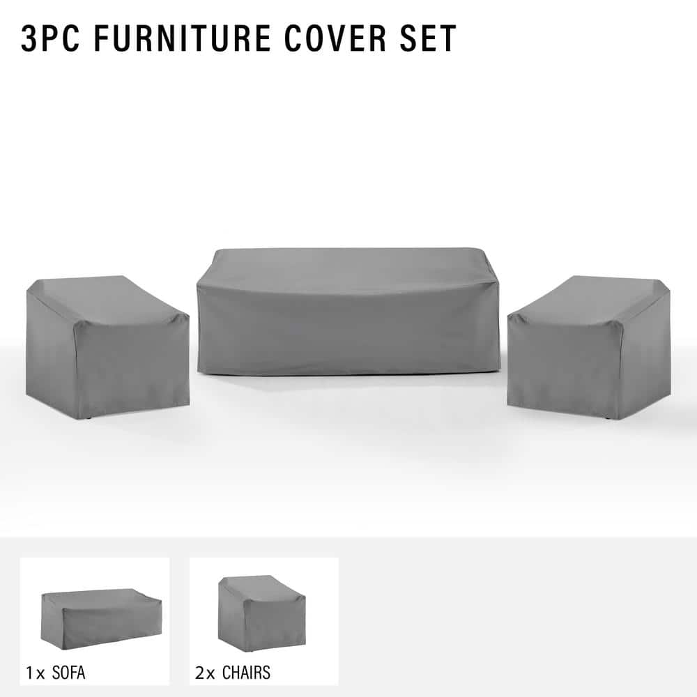 Gray Heavy-Duty Vinyl 3-Piece Outdoor Furniture Cover Set