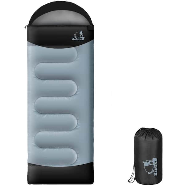 Unbranded Single 86.6 in. Polyester Waterproof Lightweight Sleeping Bag for Camping, Hiking and Outdoor Travel in Blackand Gray