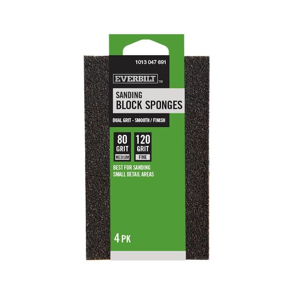Everbilt 1 in. x 0. 24 ft. x 0.66 ft. Med/Fine Grit Block Sponge 4-Pack