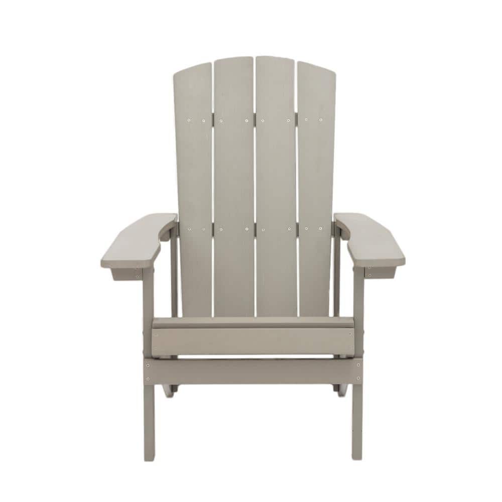 Outdoor Weather Resistant Light Gray Plastic Adirondack Chair (1-pack)