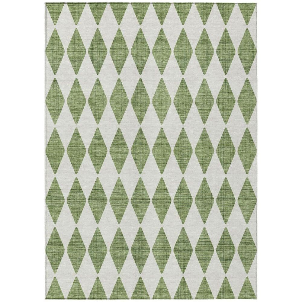 Green, Ivory 9 ft. x 12 ft. Woven Geometric Polyester Rectangle Indoor / Outdoor Area Rug price history on PriceWatchPro