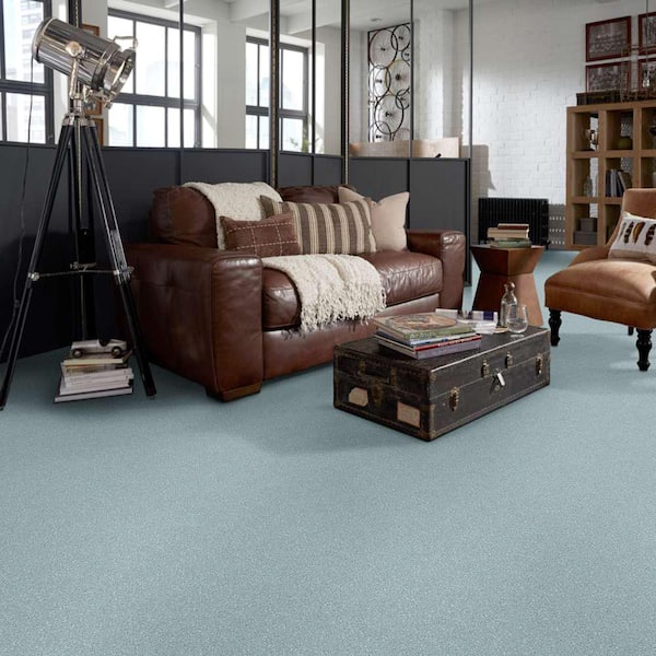 Brave Soul I - Atmospheric - Blue 34.7 oz. Polyester Texture Carpet - Installation Required