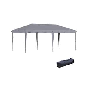 10 ft. x 20 ft. Outdoor Steel Event/Party Pop Up Tent Canopy Heavy Duty with Carry Bag in Gray