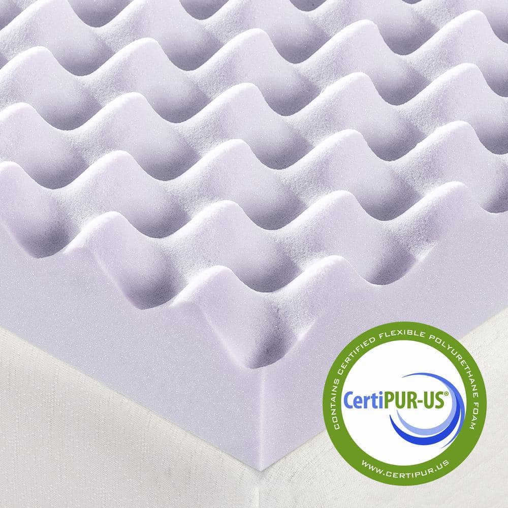 Lavender Infused Twin Egg Crate Memory Foam Mattress Topper