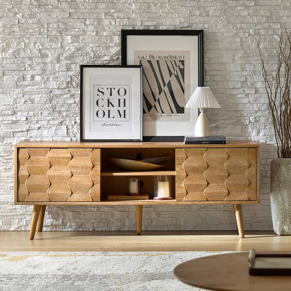 JAYDEN CREATION Xavi Seadrift Mid-century Modern TV Stand with