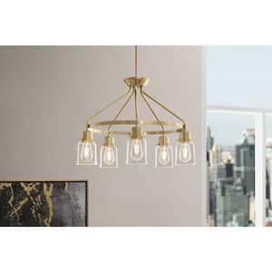 Timphaven 5-Light Chandelier Brass Clear Glass