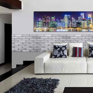 3D Falkirk Retro 1/100 in. x 38 in. x 20 in. Off White Grey Faux Brick PVC Decorative Wall Paneling (5-Pack)