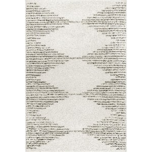 Scarlette Abstract Diamond Shag Off White 10 ft. 2 in. x 14 ft. Area Rug