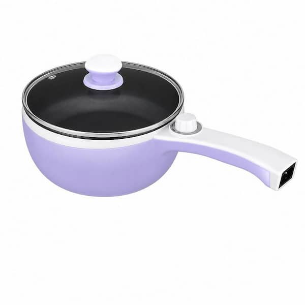 1.5 L Mini Portable Electric Hot Pot, Stainless Steel Non-Stick Saute Pan, Rapid Noodles Electric Pot, Purple