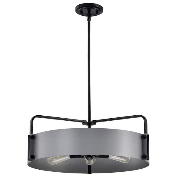 SATCO Altos 5-Light Matte Gray Drum Pendant Light and No Bulbs Included
