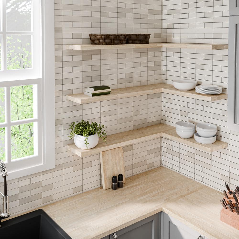 4 ft Unfinished Hevea Solid Wood Butcher Block Countertop with Square Edge