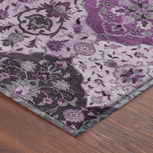 Mayfield Premium Machine Washable Abstract AMF2292 Purple 3 ft. x 4 ft. Area Rug