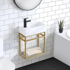 Pierre 18.9 in. W x 20 in. H Vanity in Gold with Ceramic Vanity Top in White with White Basin