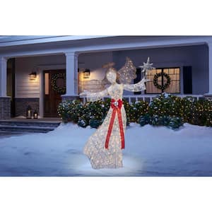7.5 ft Polar Wishes LED 300-Light Angel with Star Yard Sculpture