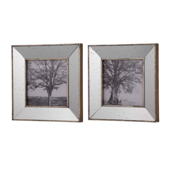 Miscool Anky 2-piece Framed Art Print 15 in. x 15 in. Vintage Silver Reflective Picture Frames