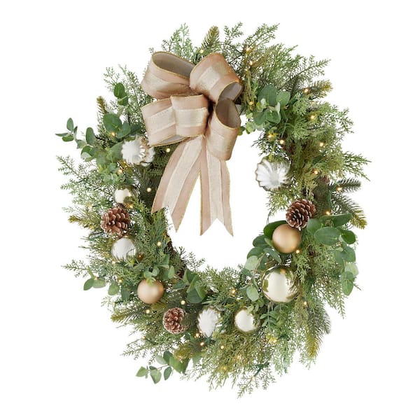 pre lit wreath home depot